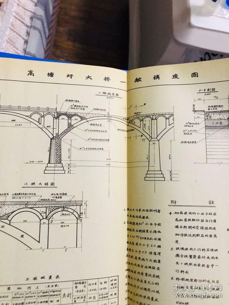 六十年代桥梁工程文献,《江西乱石拱桥》,内页大量大桥构造图,大桥