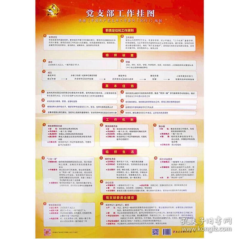 正版现货 2018年11月新党支部工作挂图 中国共产党支部工作条例(试行)