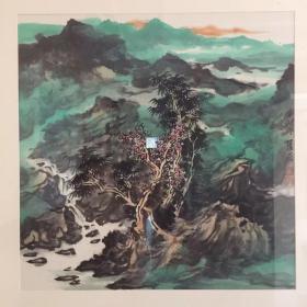宋陆京山水镜片