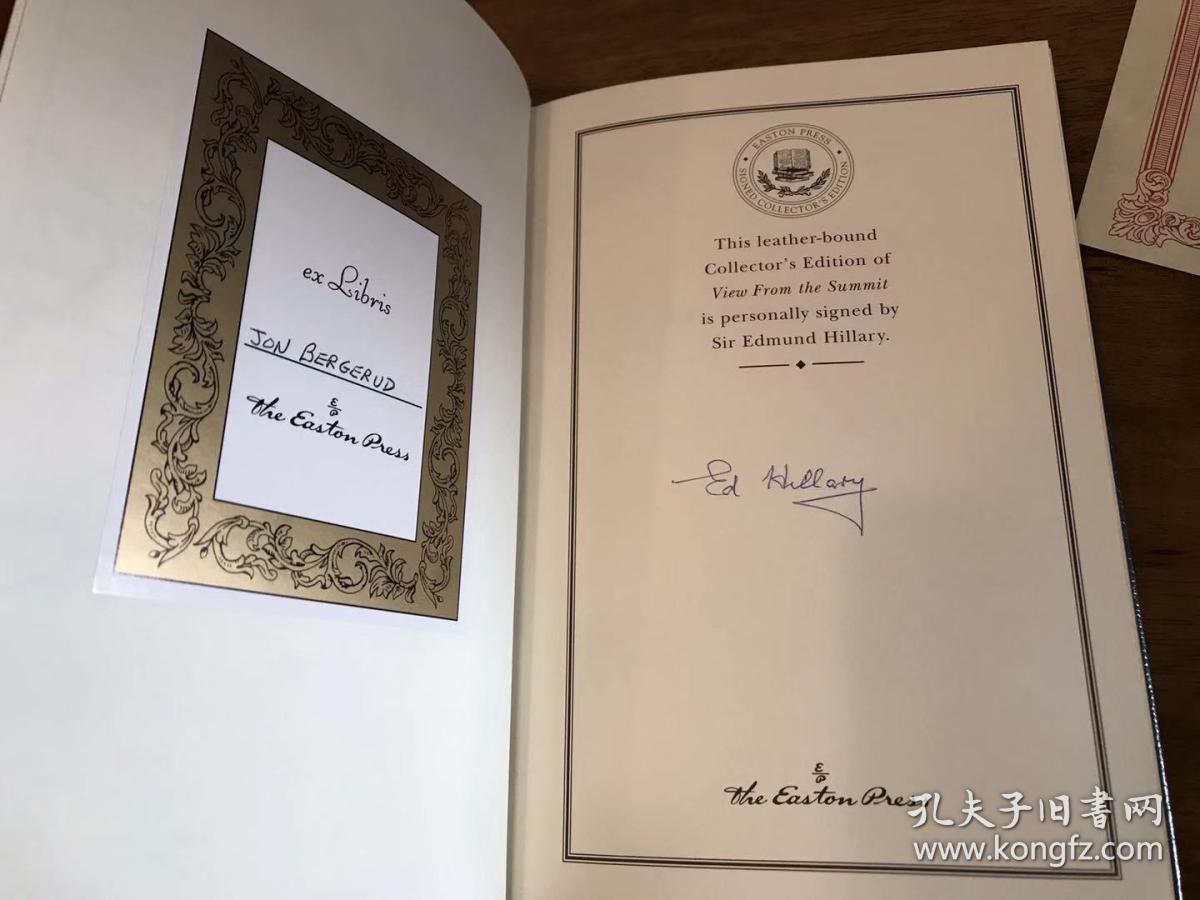 登顶珠峰第一人埃德蒙·希拉里sir edmund hillary 签名 《view from