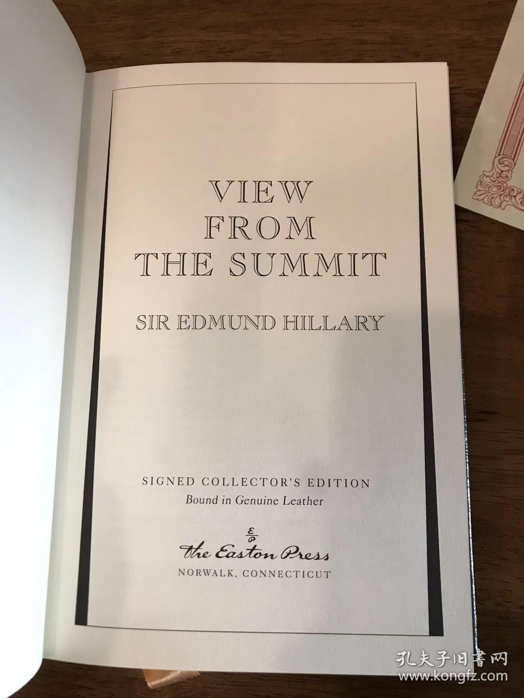 登顶珠峰第一人埃德蒙·希拉里sir edmund hillary 签名 《view from