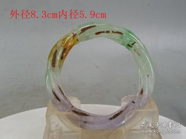清代传世雕工不错的翡翠麻花手镯