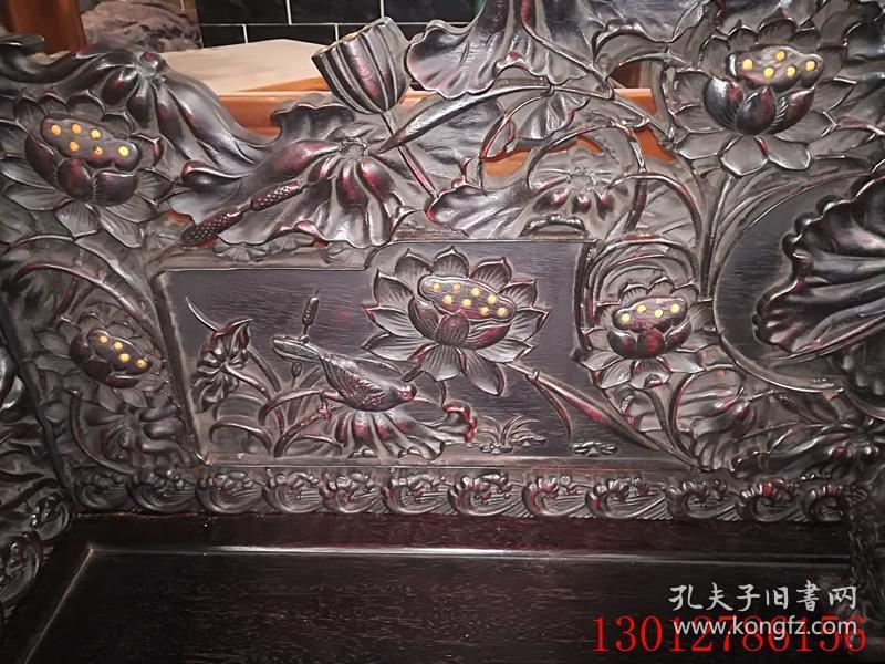 古董古玩木器家具檀木罗汉床荷花紫檀罗汉床