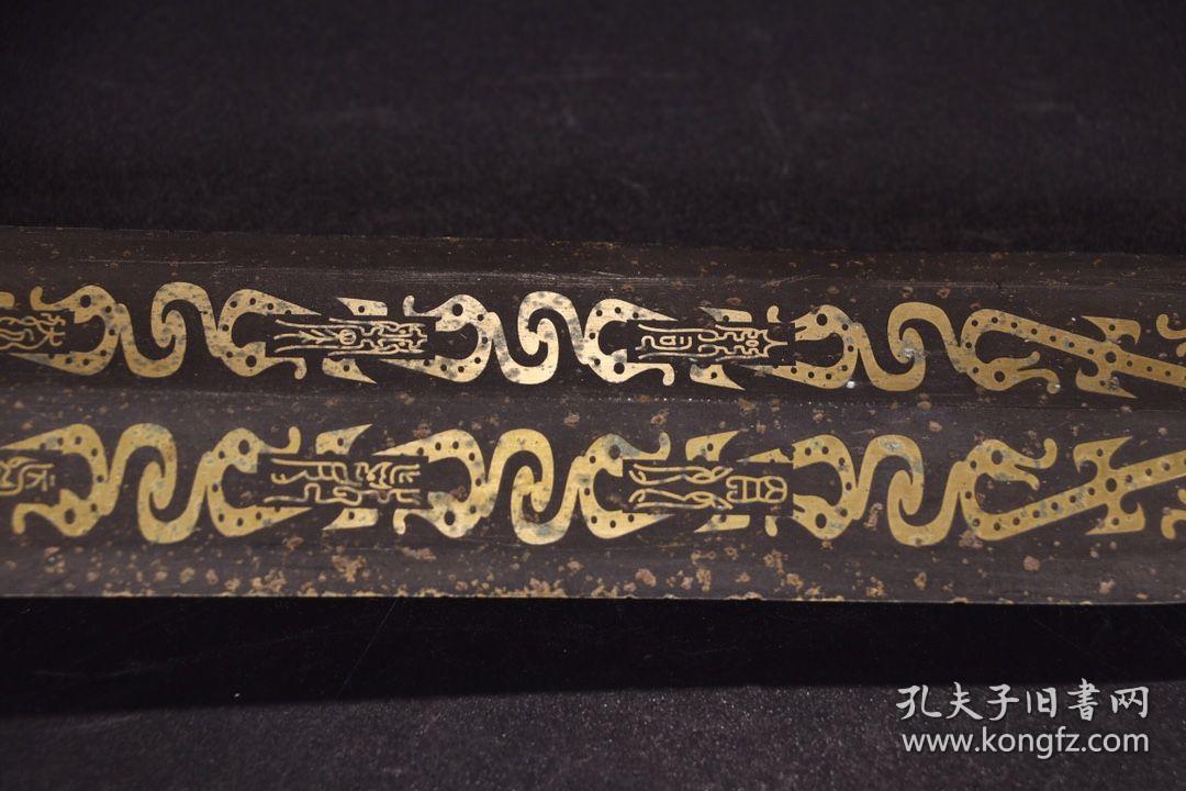 明以前铜错金龙纹剑原配漆鞘