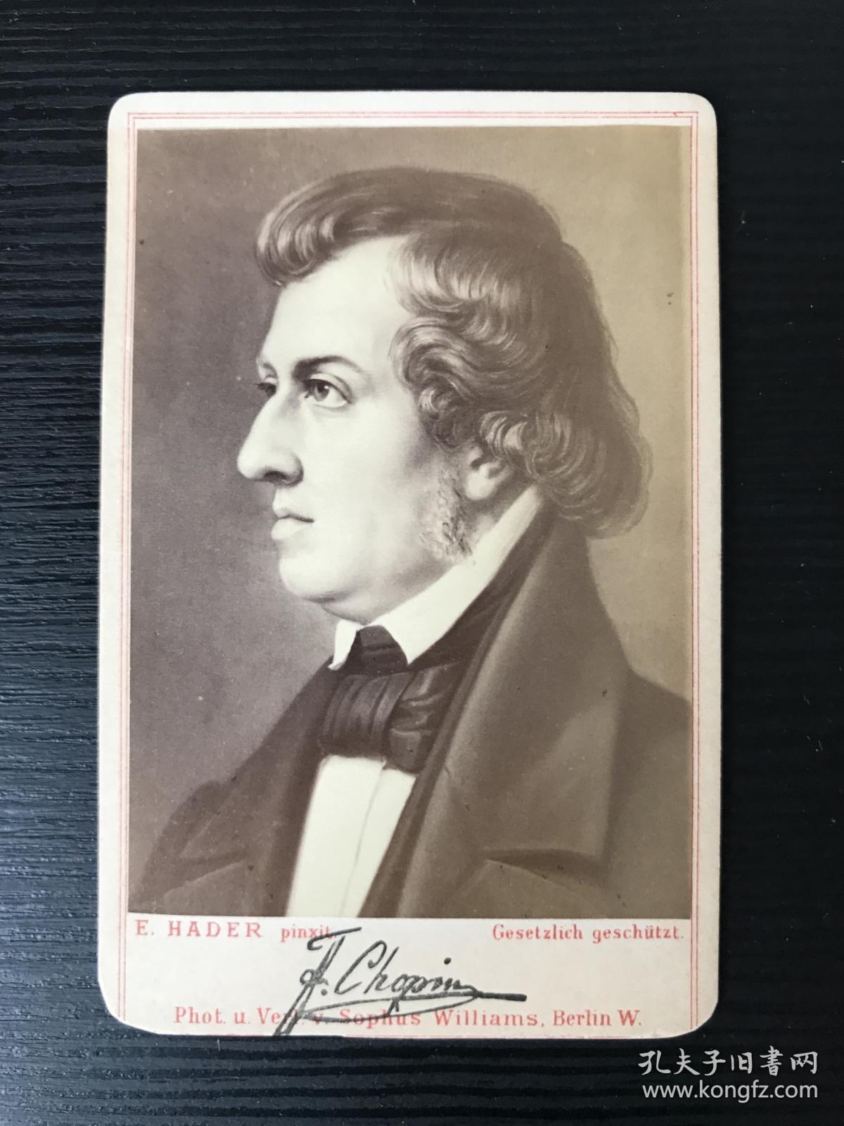 cdv 老照片 波兰作曲家 音乐家 chopin 肖邦 10.3x6.7cm 摄影师 e.