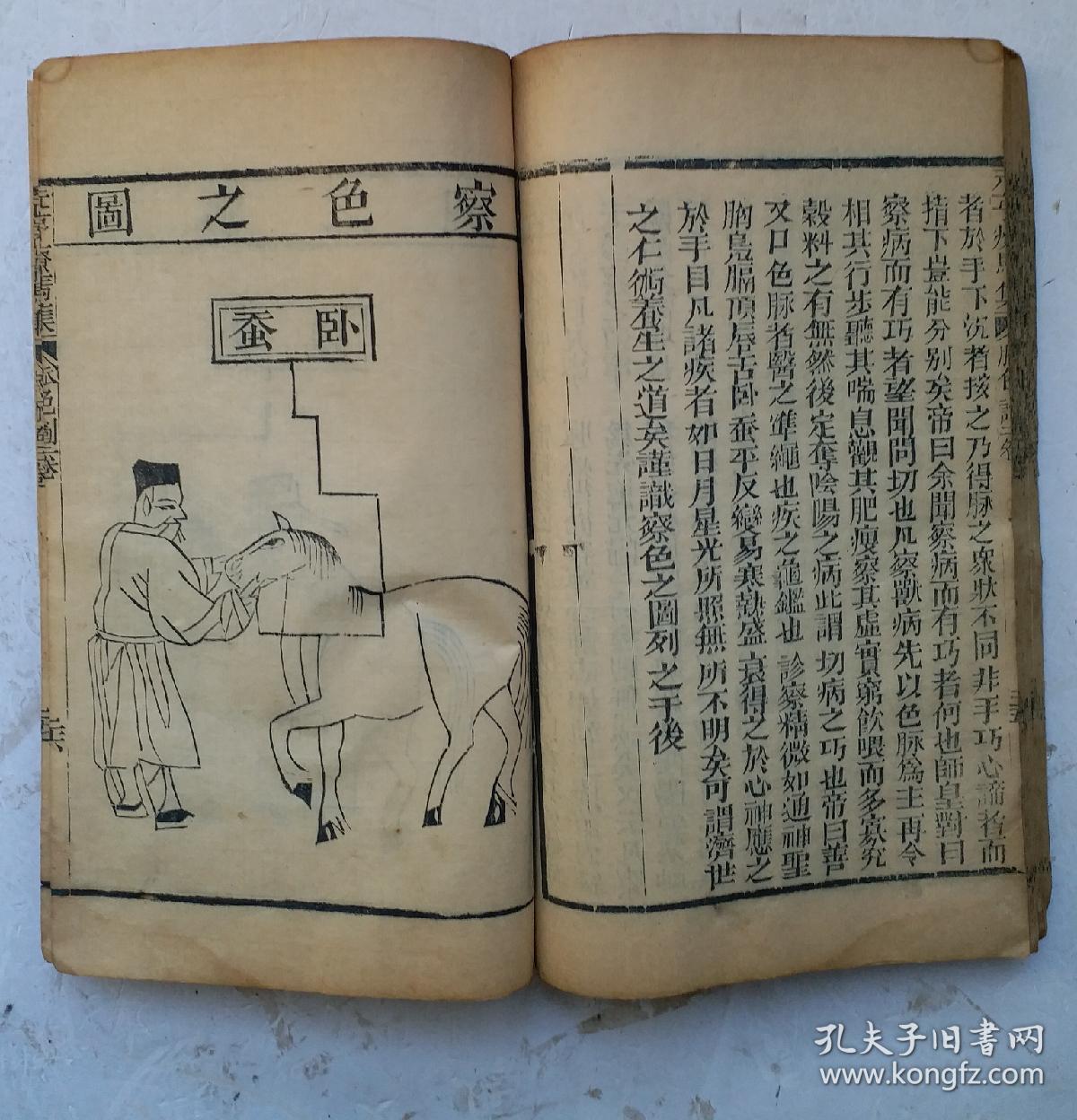 牛马驼经序:红字套印刻本,纂图元亨疗马集,84幅精美各态马病穴位图