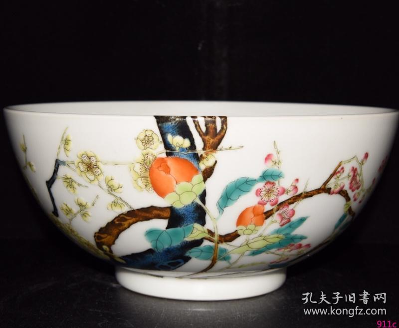 瓷器清雍正珐琅彩过枝花卉纹碗10x22