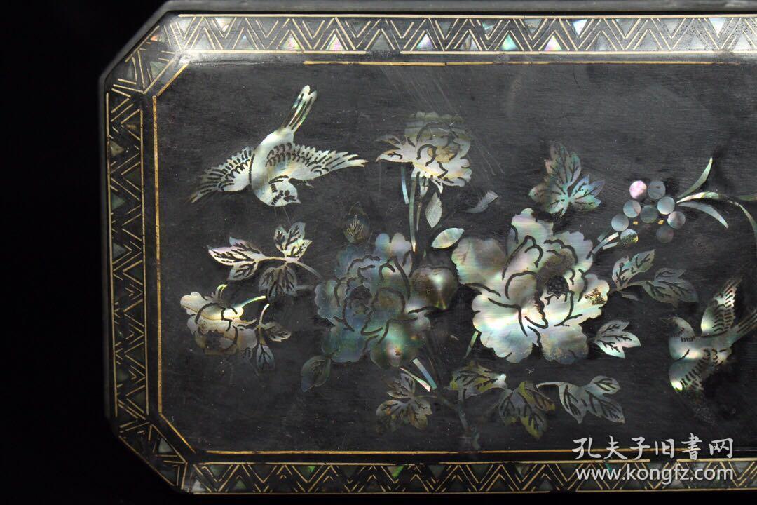 漆器镶嵌螺钿长方盒,重101克,260