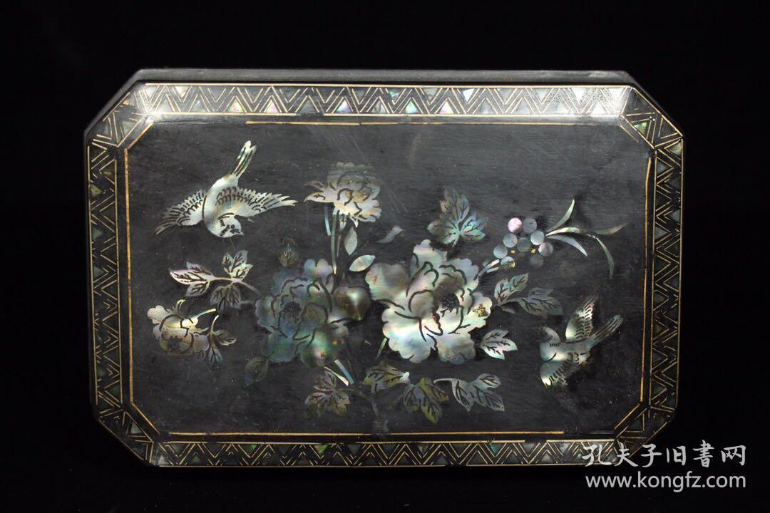 漆器镶嵌螺钿长方盒,重101克,260