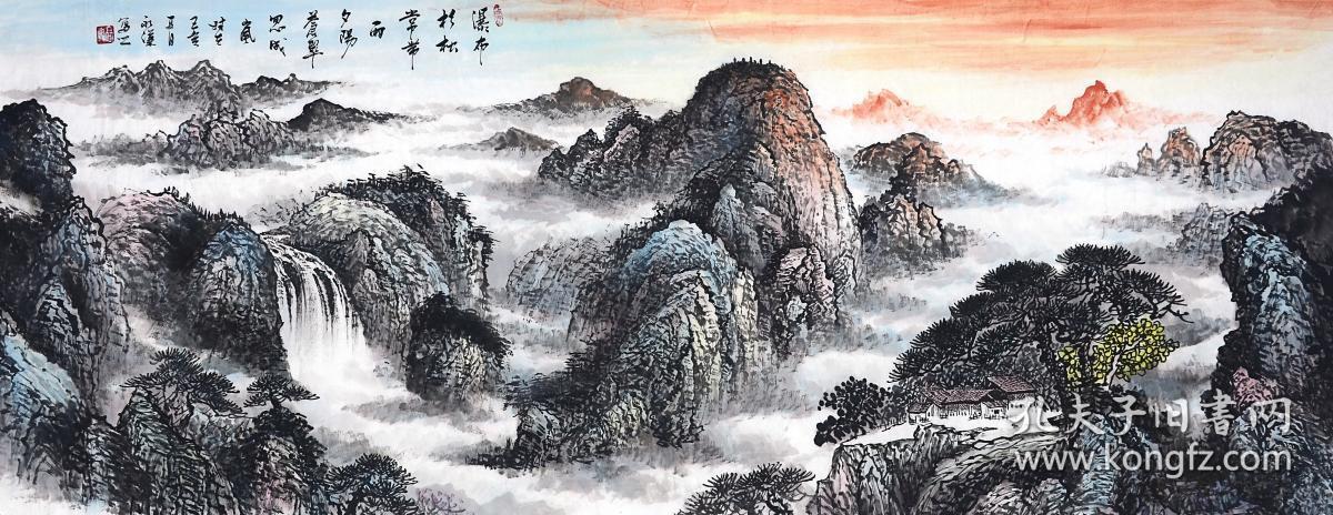 【保真】中美协会员,著名画家高永谦精品山水:瀑布杉松常带雨,夕阳