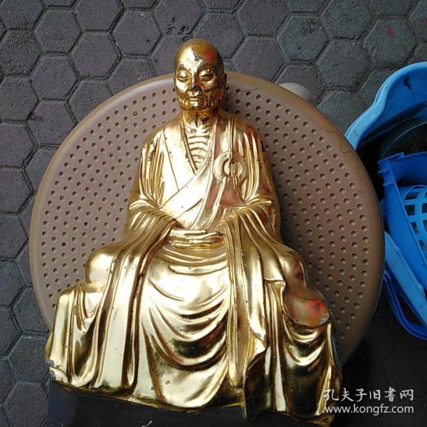 六祖慧能大师像,1999年制作,鎏金铜像,保真正品,售出不退.