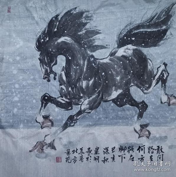 刘建国画马 雪 马