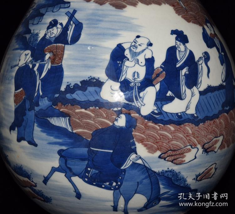 清康熙青花釉里红八仙祝寿纹玉壶春瓶