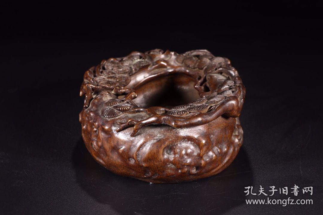 清代:竹雕松纹洗