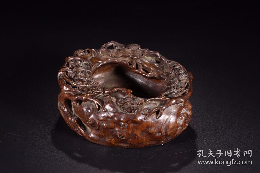清代:竹雕松纹洗