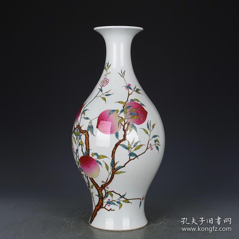 清雍正粉彩福寿双全八桃橄榄瓶 古玩190629古董古瓷器花瓶 41.