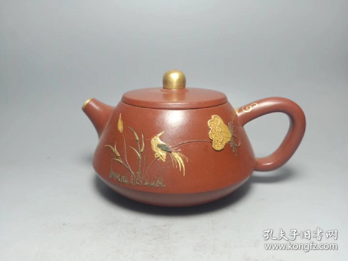 黄易大红袍描金紫砂壶