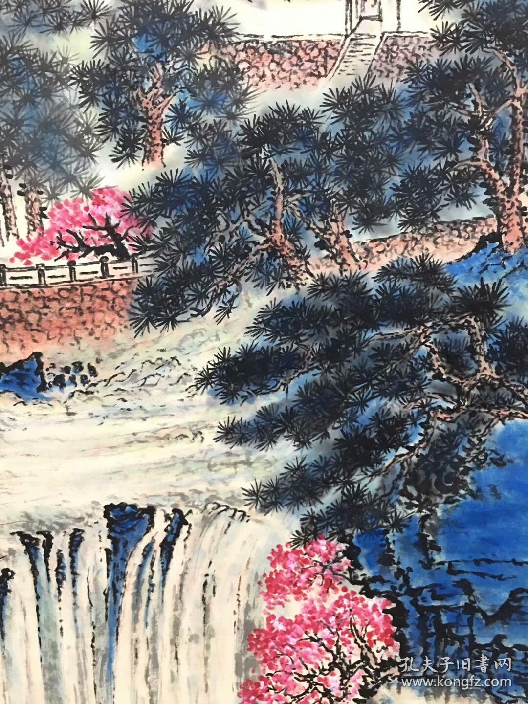 精美国画钱松60岩春山60叠60翠四尺60纯手绘作品