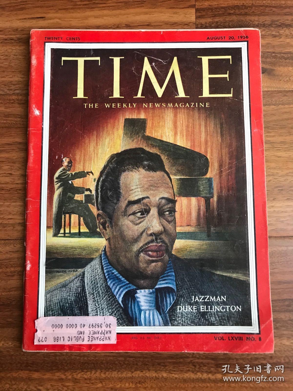 1-3天收到】time magazine,1956年8月20日《时代》杂志,封面 " jazz