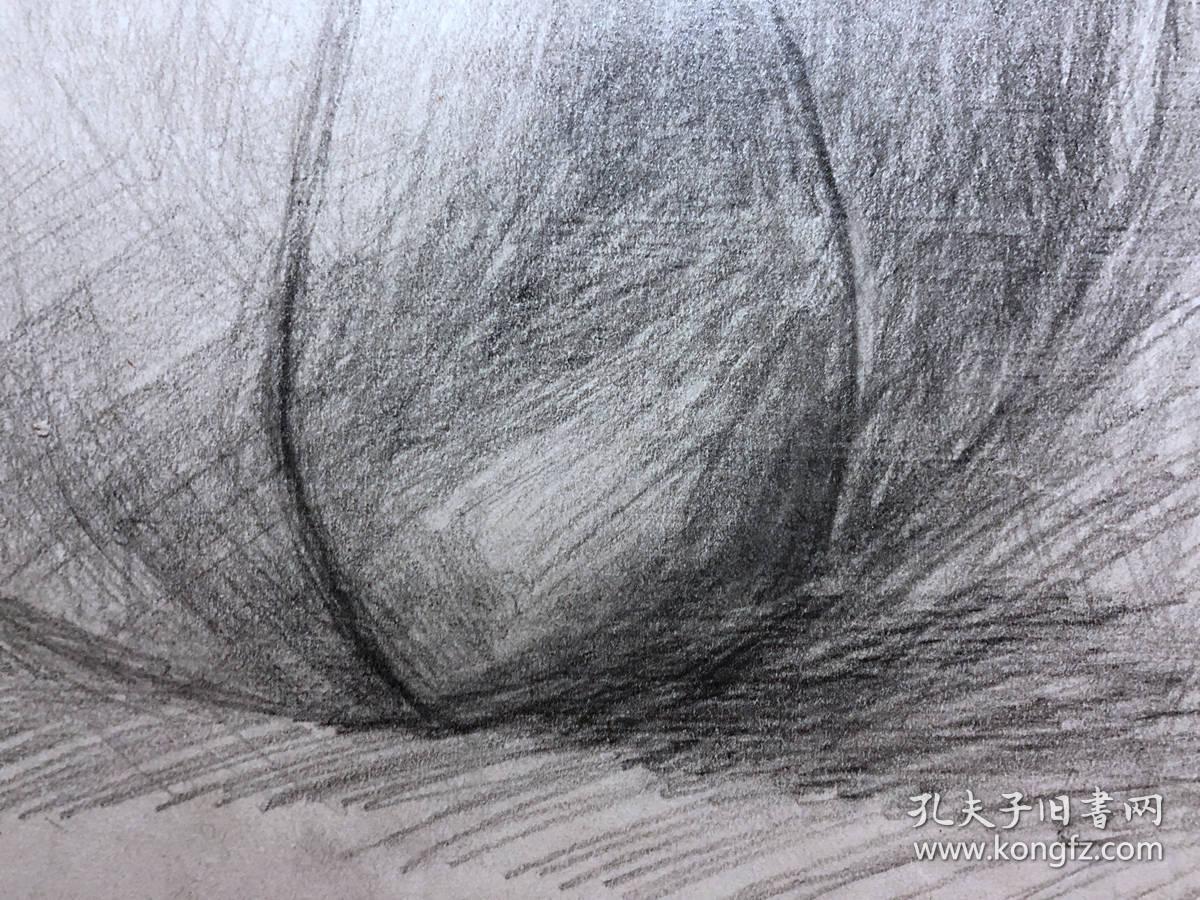 书画原作2875,巴蜀画派·名家【江溶】70年代素描画,篮球