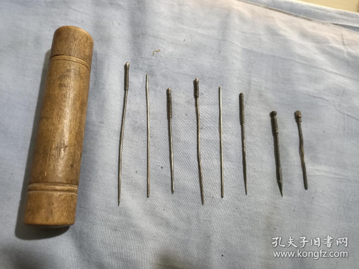 晚清中医银针三棱针中医工具八根一套.