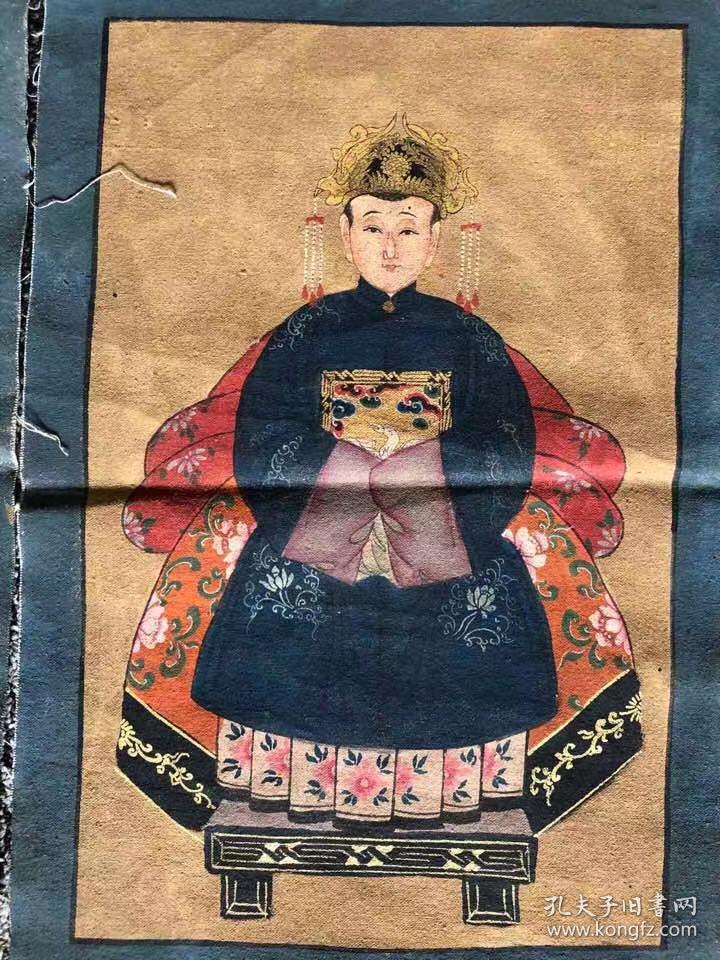 古代中式油画,古代贵族画像,纯手工绘制,布胎矿物质燃料,绘制精细