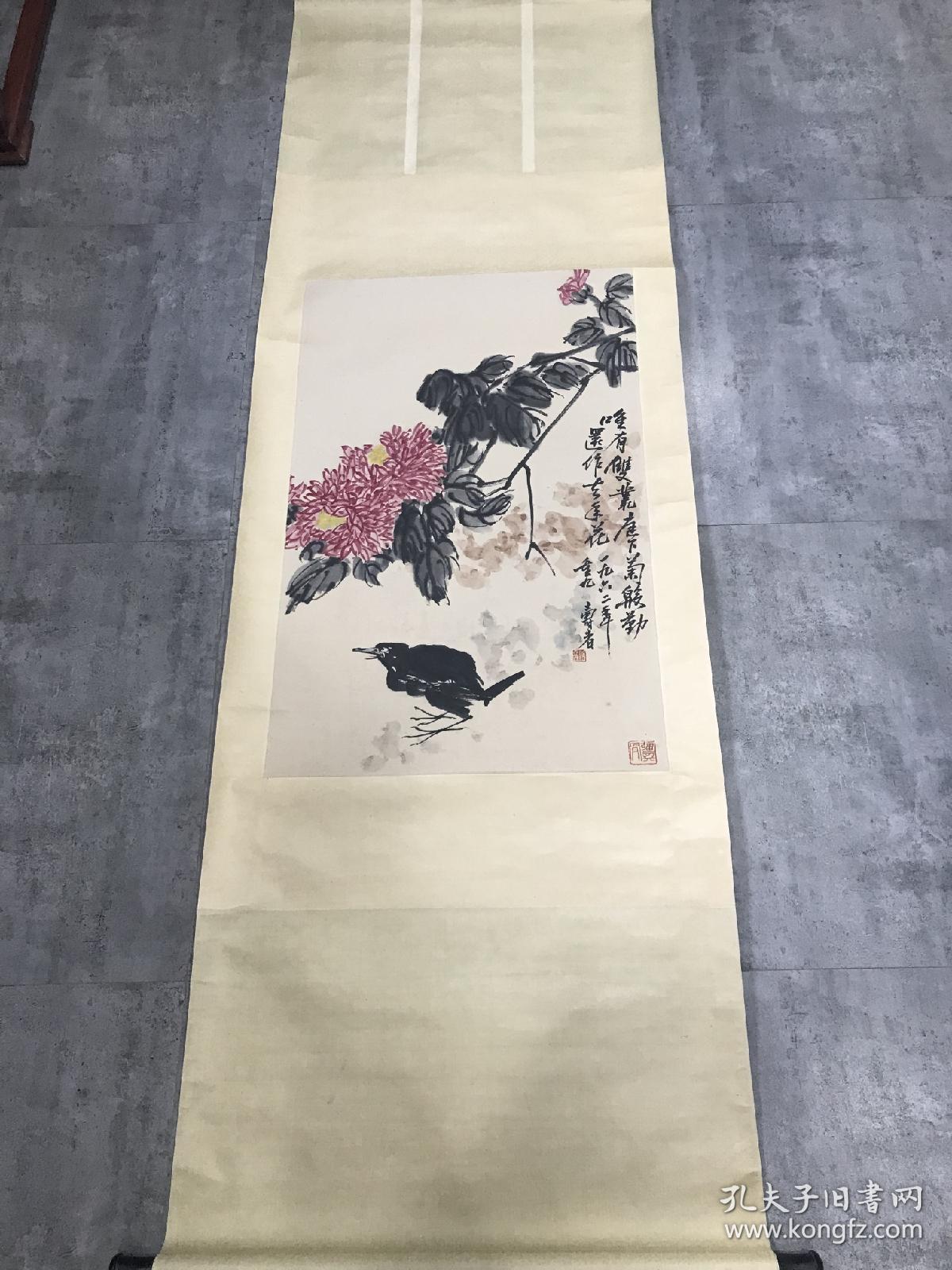 国画大师潘天寿花鸟立轴手绘精品