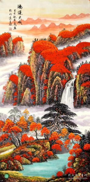 刘壹民国画作品四尺鸿运当头山水聚宝盆尺寸约136x68厘米 纯手绘创作