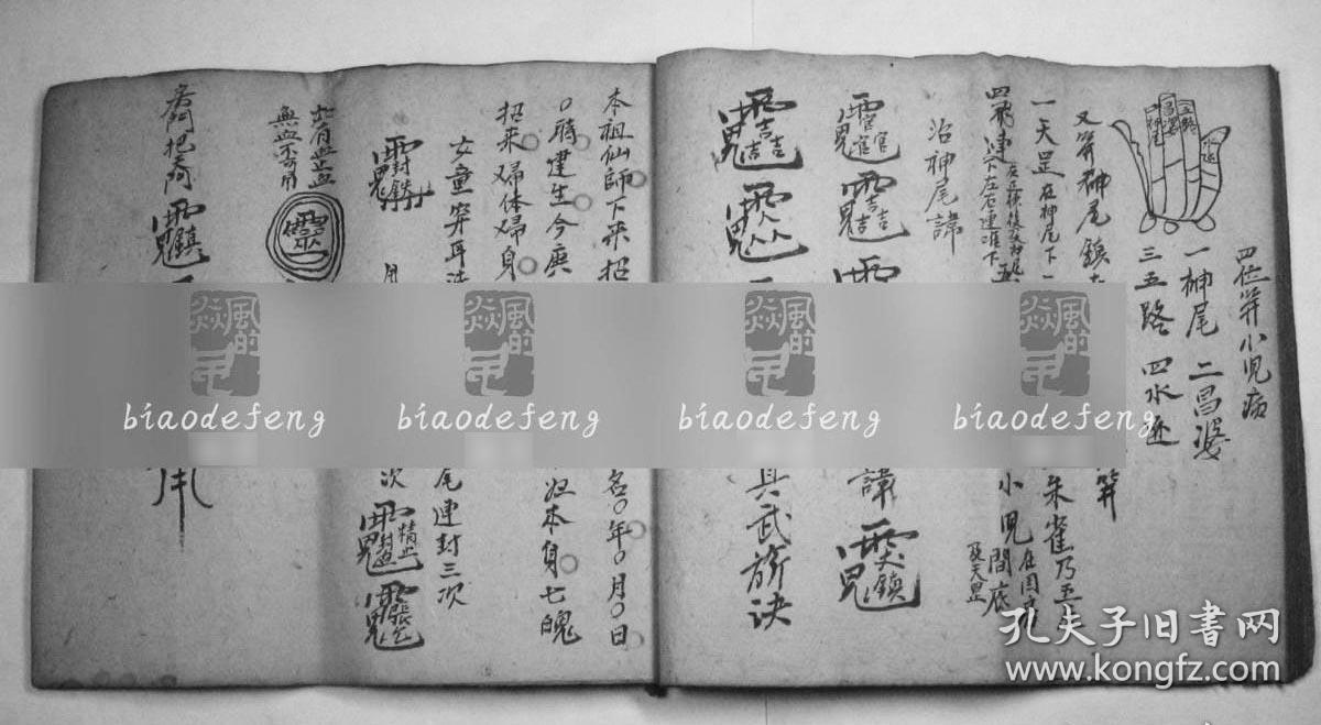 治邪法本,民国古本画符咒秘籍,很多稀少符咒咒语,治邪鬼神煞,藏身咒