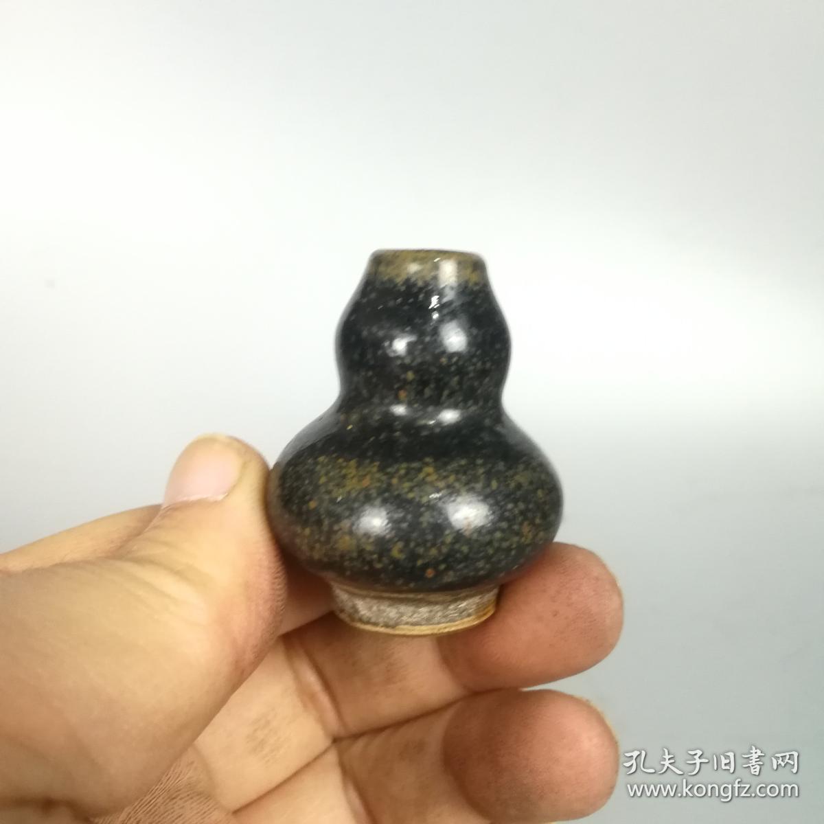 黑釉小瓷瓶葫芦形小药瓶