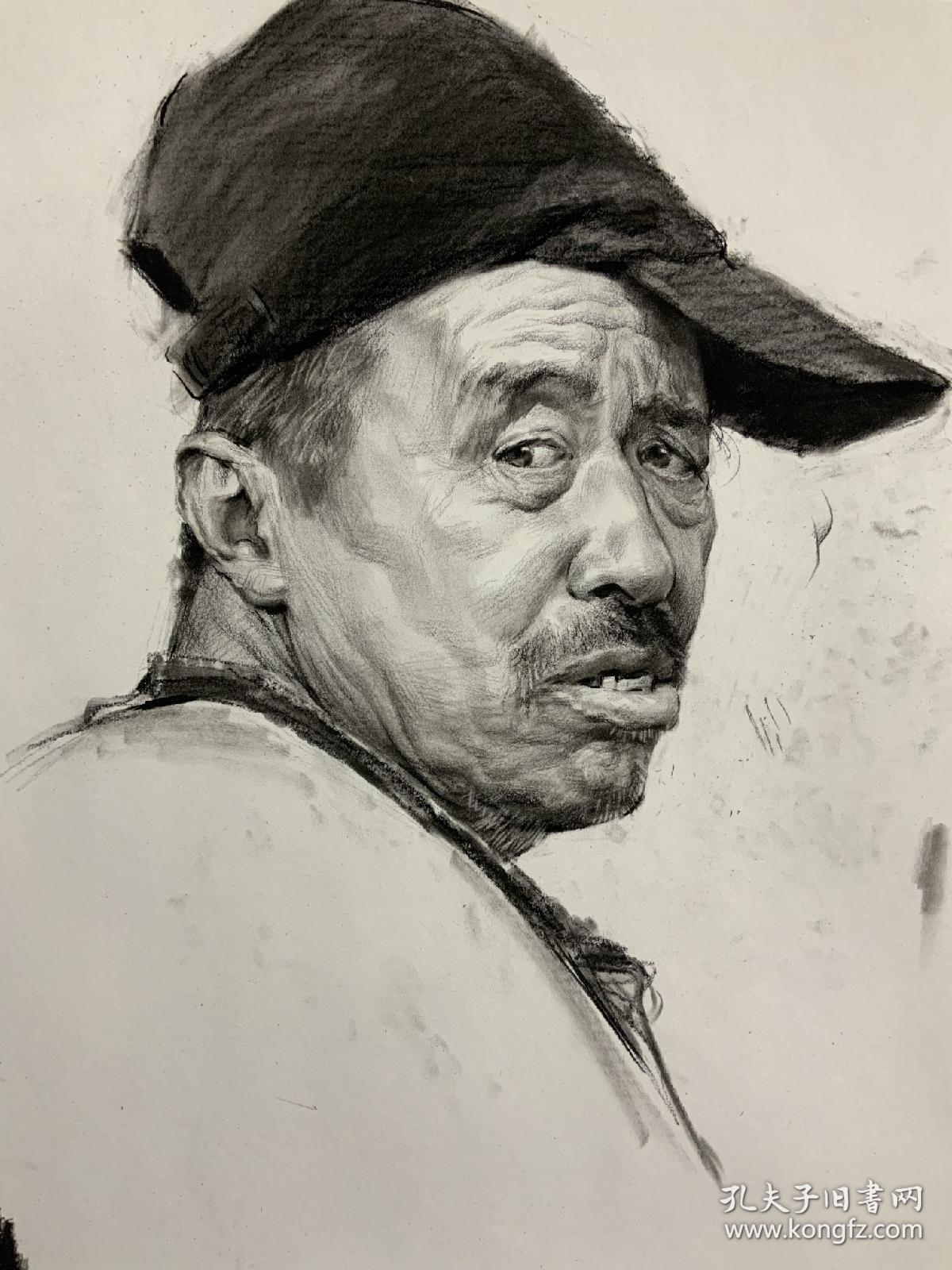 素描老人头像 央美素描人像 4开 包邮