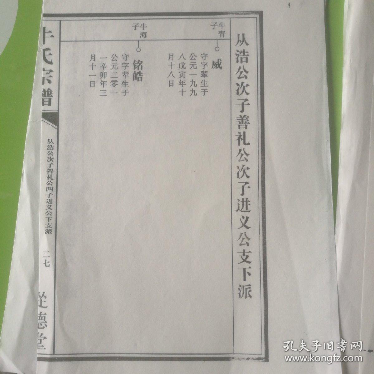 巢湖《牛氏宗谱》一册全