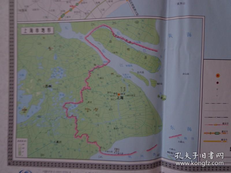 上海市地图 2011年 全开独版单面 比例1:18万,上海城区图,上海市地形