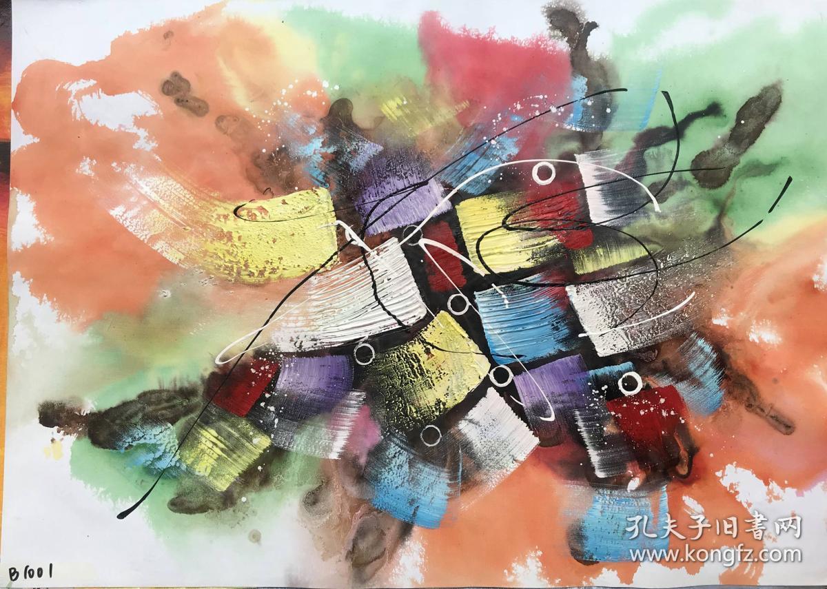 纯手绘低价 抽象与综合材料油画作品 60 x 90cm 60x90