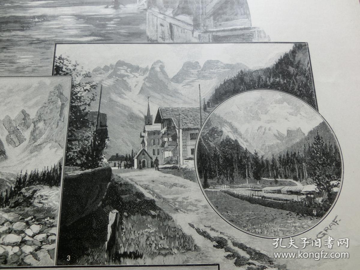 【百元包邮】《风景图》 1904年 木刻版画 纸张尺寸约41×28厘米