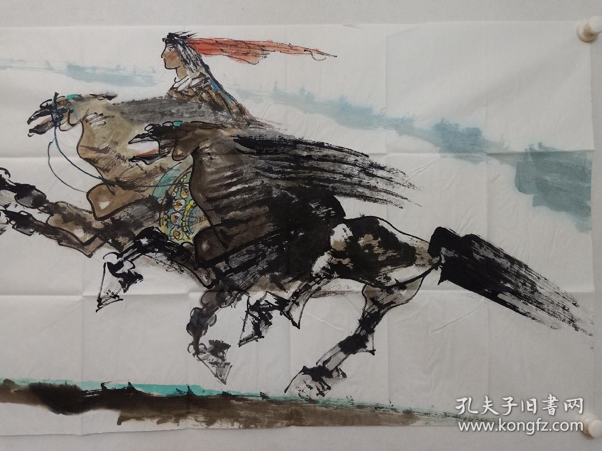 内蒙古美术馆馆长,内蒙古著名画家关麟英四尺整纸《春风得意》国画一