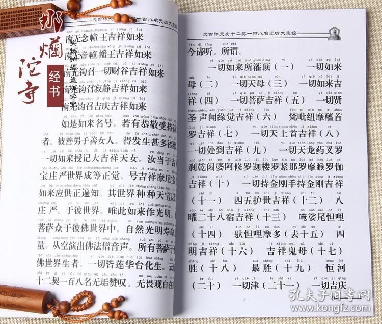 大吉祥天女十二契一百八名无垢大乘经 佛经 经书大字拼音诵读本