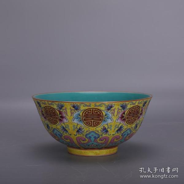 大清雍正粉彩描金福寿纹瓷碗赏碗