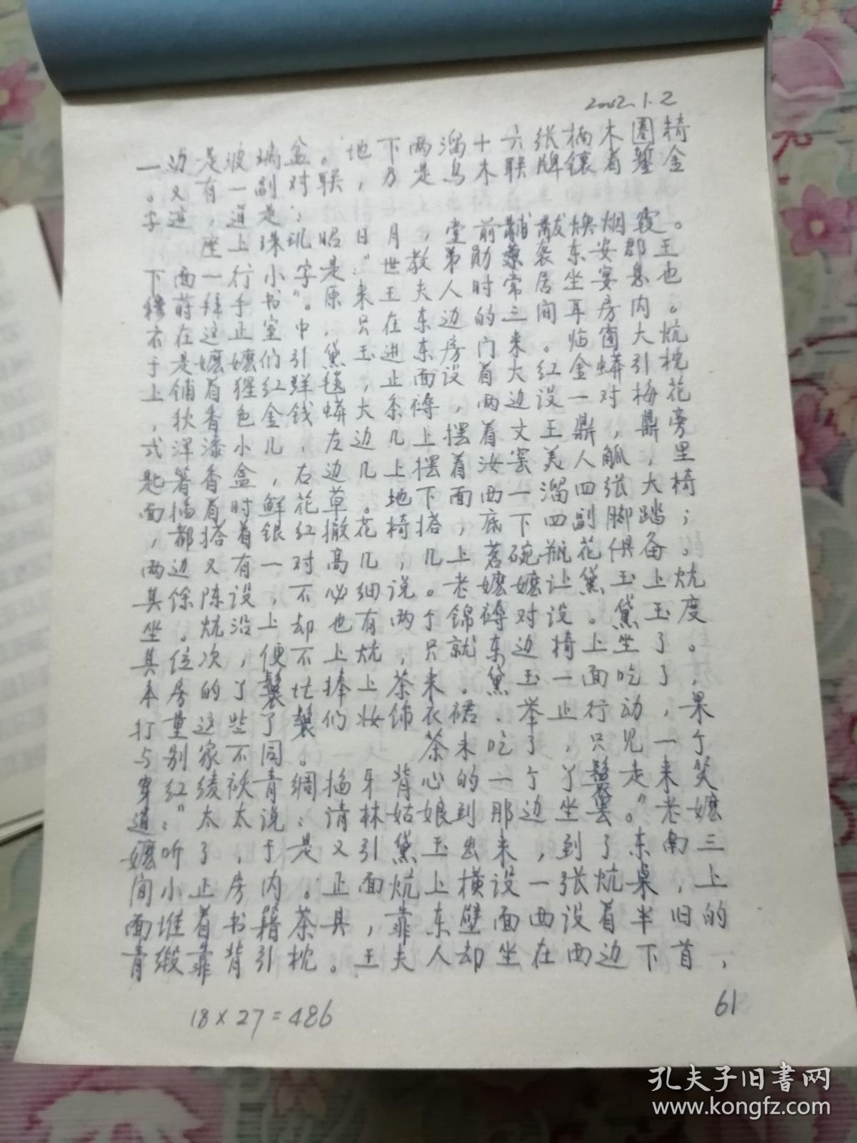 红楼梦(钢笔手抄本)