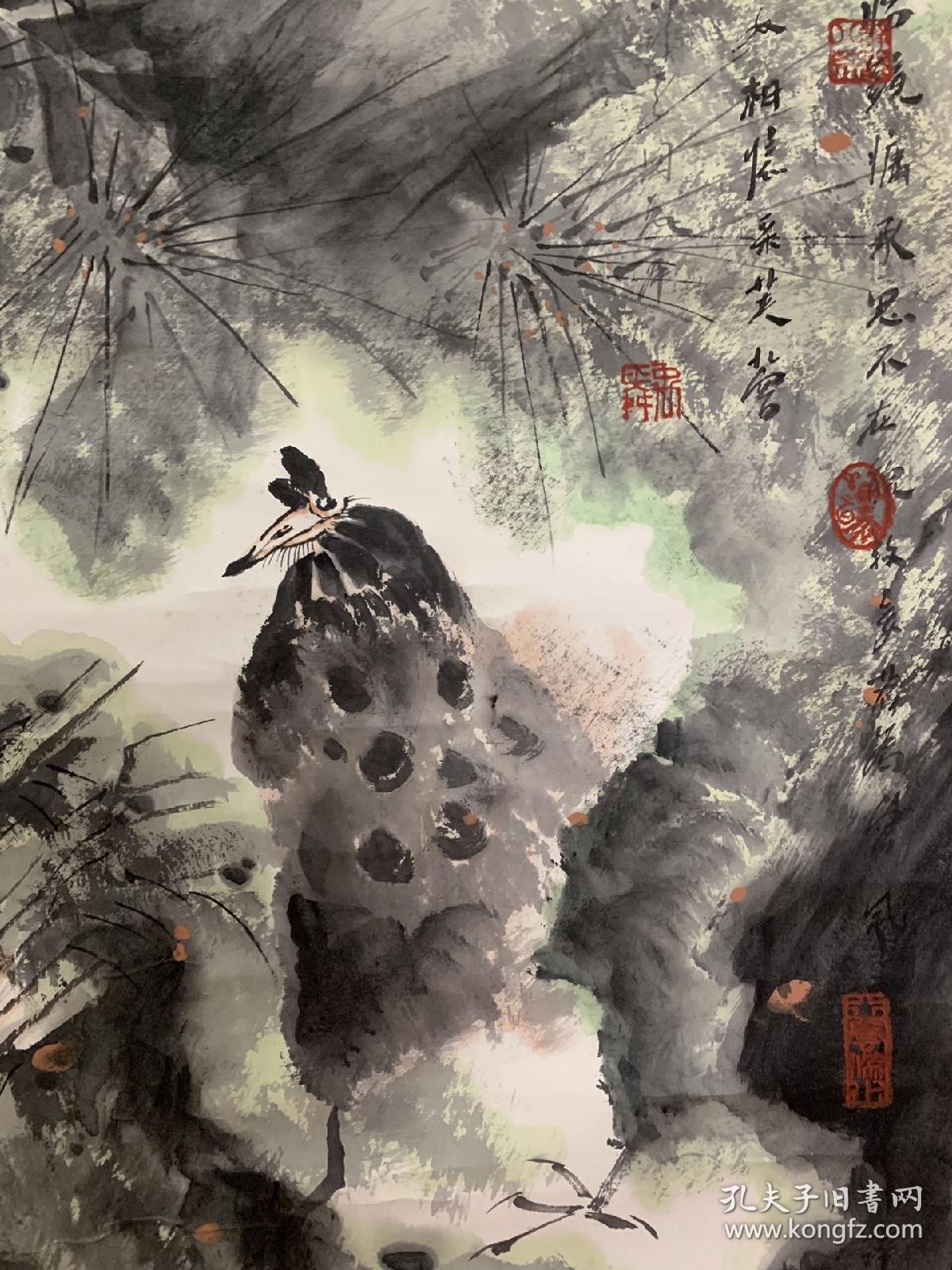 卢禹舜 ,花鸟立轴