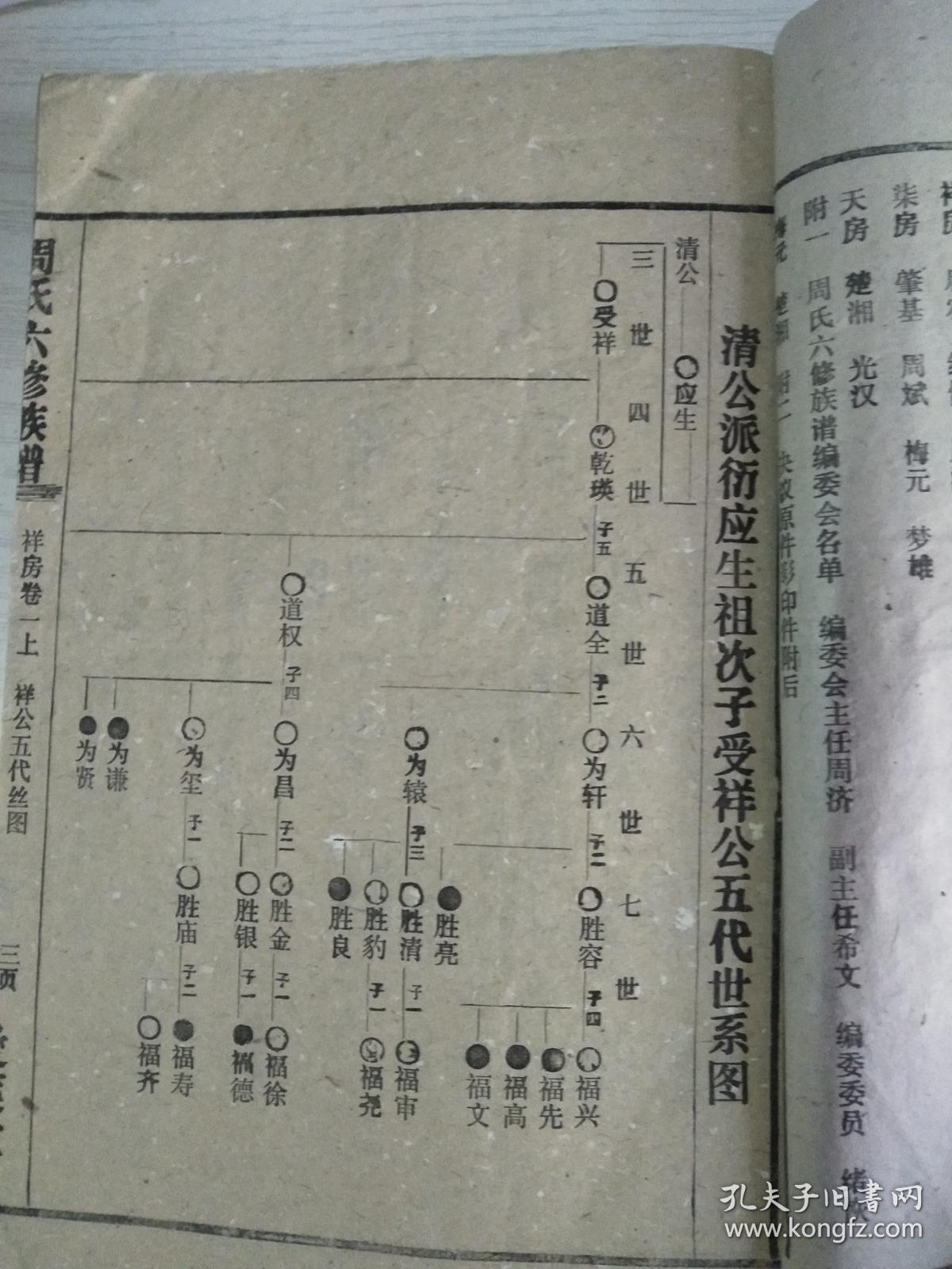 周氏族谱【爱莲堂】 清公支祥房卷 双折页 线装 16开