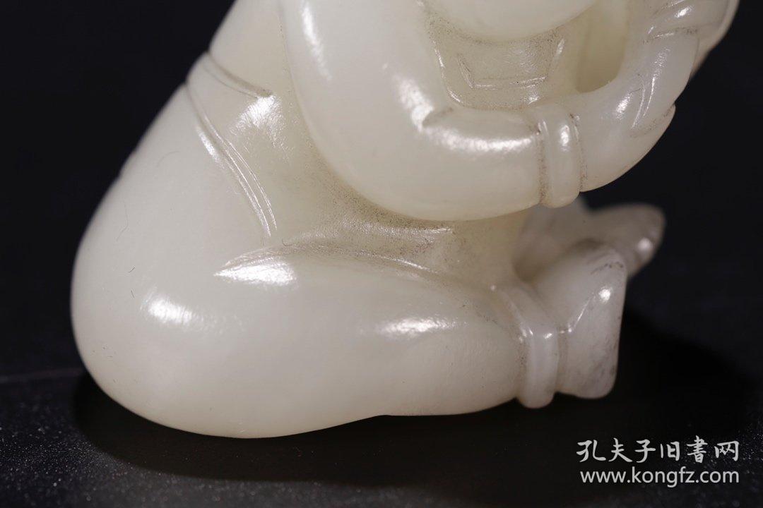 清代,和田白玉童子把件