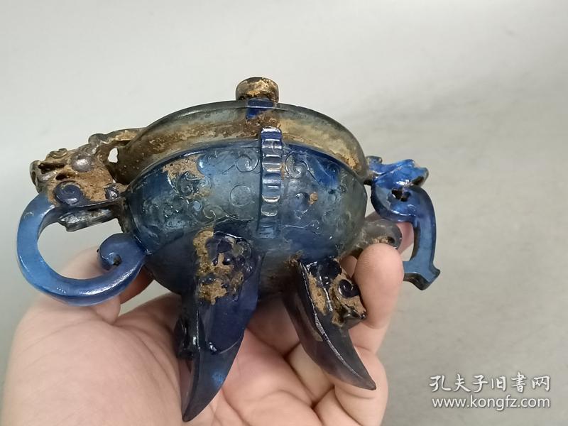 乡下收的战汉老琉璃三足杯