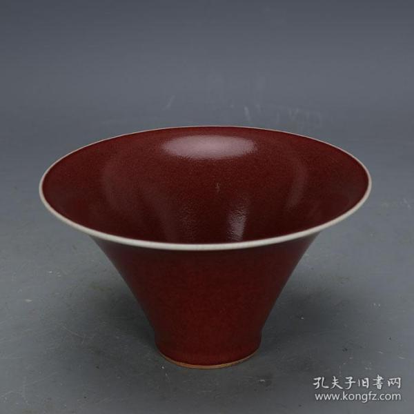 明代宣德瓷祭红釉斗笠碗1