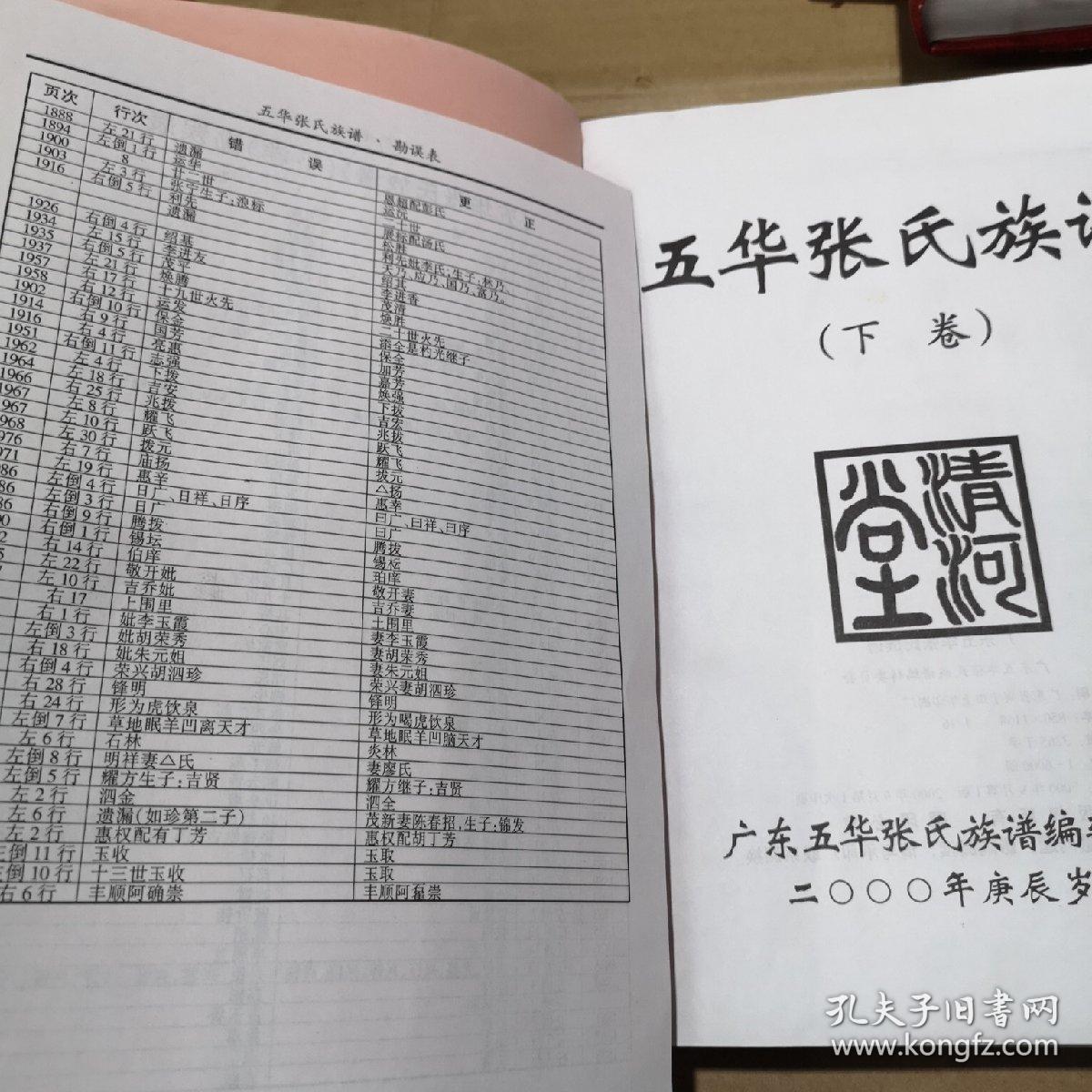 上卷附勘误表 中卷 下卷附勘误表(3册合售)_广东五华张氏族谱编辑委员