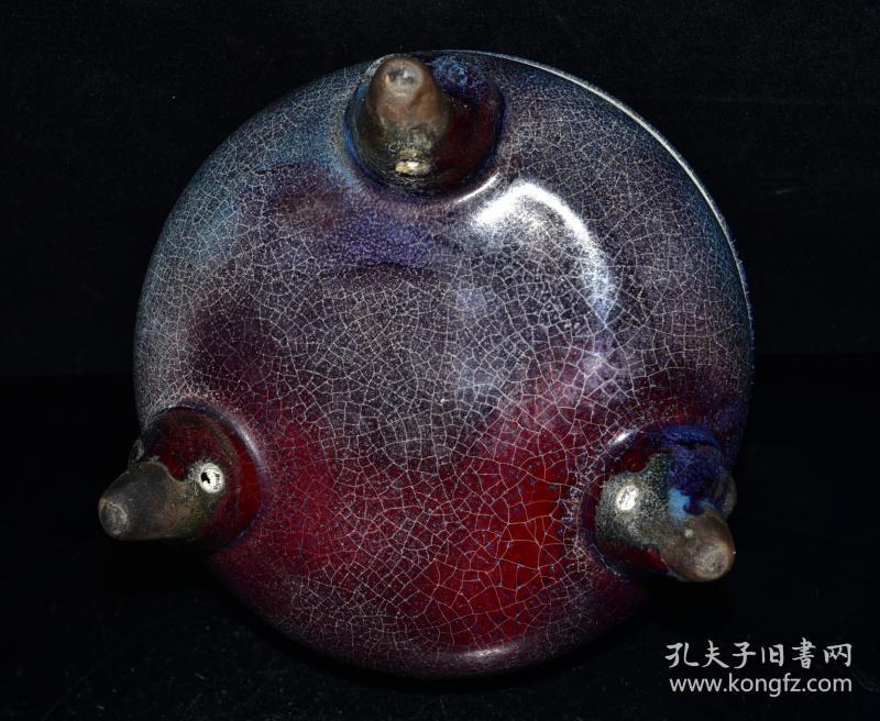 钧窑三足炉15*18