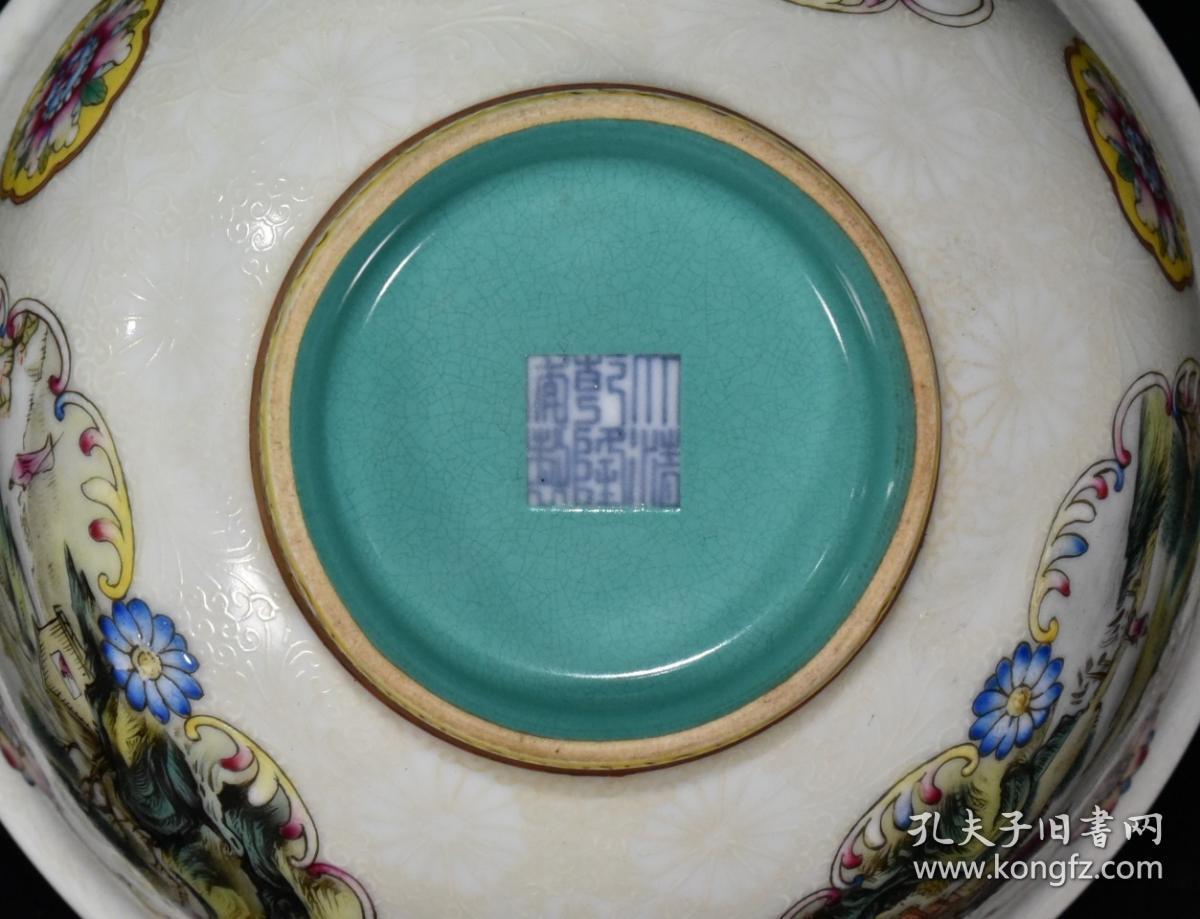 老瓷器秒杀 清代乾隆珐琅彩描金开窗山水碗