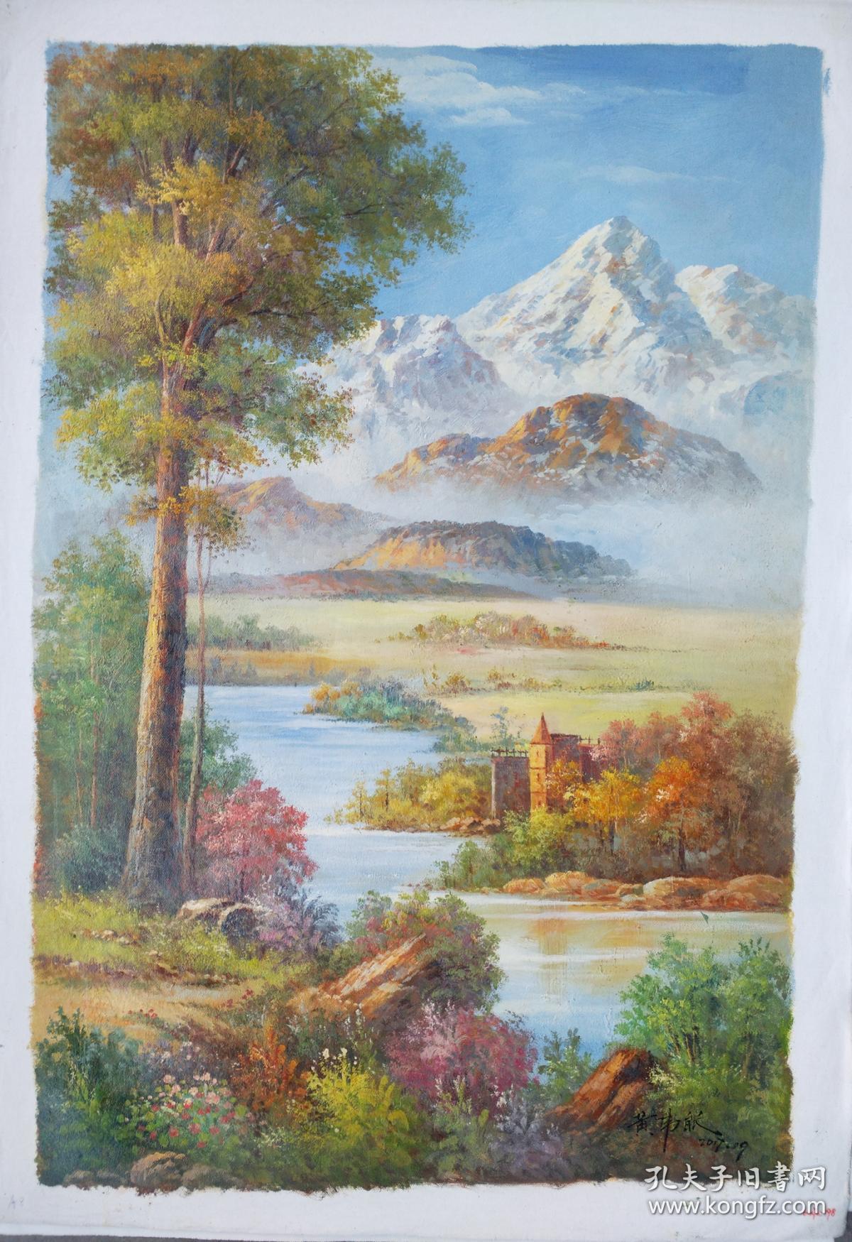 风景油画作品 60 x 90cm b198
