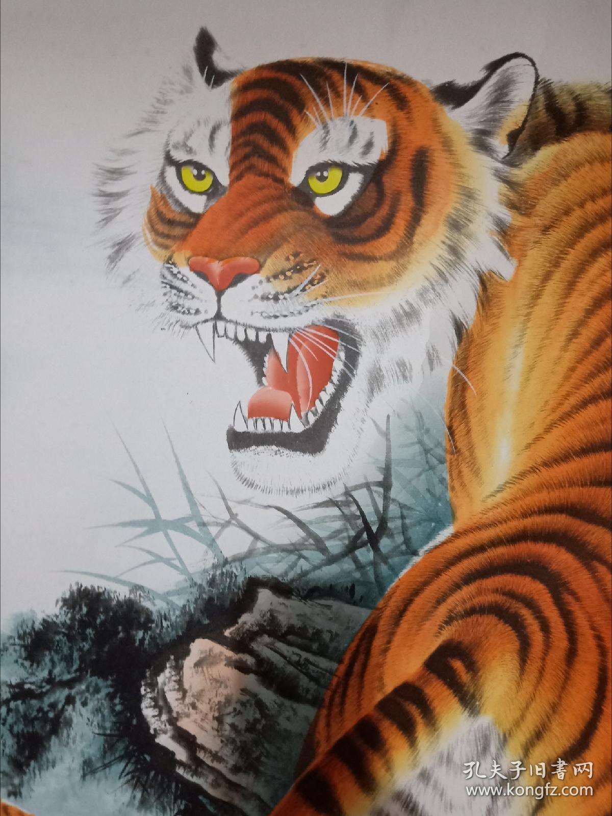 《五福临门》手绘挂画 五虎挂画 上山虎 猛虎上山 五虎图 客厅装饰画
