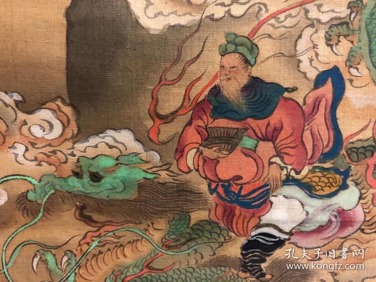 朋友寄卖,重器,低价售卖仅年前,日本古画青绿山水图,绢本绫裱木质轴头